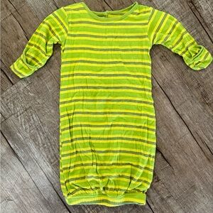 Newborn KicKee Pants Bamboo Sleeper Gown‎ Green & Yellow Stripes 0–3M